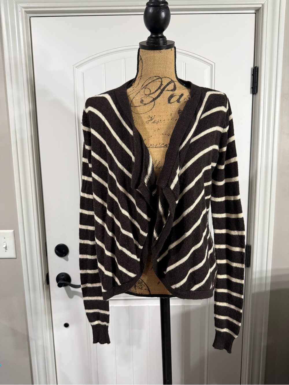 Hollister Brown & Cream Striped Open-Front Cardigan